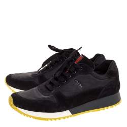 Pre Owned Prada Sport Black Suede And Nylon Lace Up Sneakers Size 41