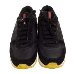 Pre Owned Prada Sport Black Suede And Nylon Lace Up Sneakers Size 41