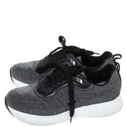 Pre Owned Prada Sport Grey Shimmery Knit Fabric Low Top Sneakers Size 38.5