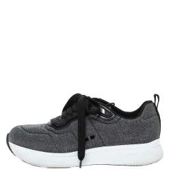 Pre Owned Prada Sport Grey Shimmery Knit Fabric Low Top Sneakers Size 38.5