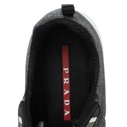 Pre Owned Prada Sport Grey Shimmery Knit Fabric Low Top Sneakers Size 38.5