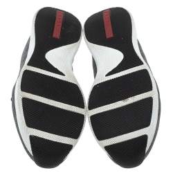 Pre Owned Prada Sport Grey Shimmery Knit Fabric Low Top Sneakers Size 38.5