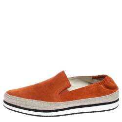 Pre Owned Prada Sport Orange Suede Espadrille Sneakers 37.5