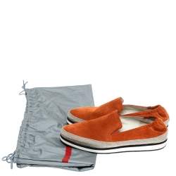 Pre Owned Prada Sport Orange Suede Espadrille Sneakers 37.5