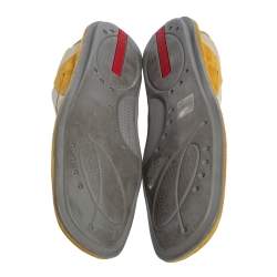 Pre Owned Prada Sport Grey/Yellow Mesh And Leather Slip On Sneakers Size 39