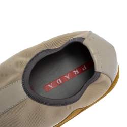Pre Owned Prada Sport Grey/Yellow Mesh And Leather Slip On Sneakers Size 39