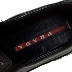 Pre Owned Prada Sport Black Leather Studded Slip On Sneakers Size 37