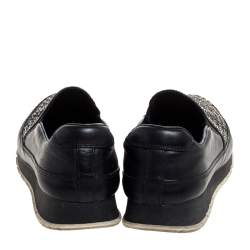 Pre Owned Prada Sport Black Leather Studded Slip On Sneakers Size 37
