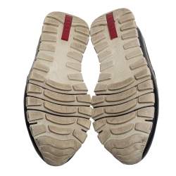 Pre Owned Prada Sport Black Leather Studded Slip On Sneakers Size 37