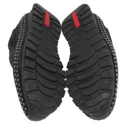 Pre Owned Prada Black Suede Leather Studded Sole Slip On Sneakers Size 39