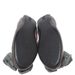 Pre Owned Prada Sport Metallic Bronze Leather Bow Detail Scrunch Ballet Flats Size 40
