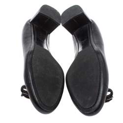 Pre Owned Prada Sports Black Leather Bow Block Heel Round Toe Pumps Size 39