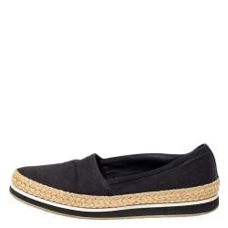 Pre Owned Prada Sport Black Canvas Espadrille Flats Size 39.5