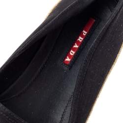 Pre Owned Prada Sport Black Canvas Espadrille Flats Size 39.5