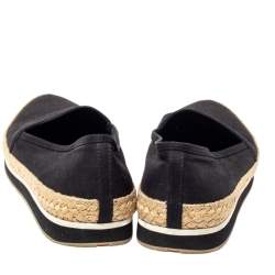 Pre Owned Prada Sport Black Canvas Espadrille Flats Size 39.5