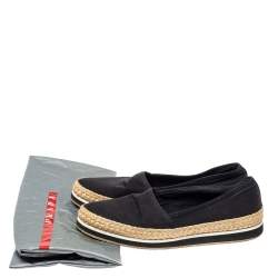 Pre Owned Prada Sport Black Canvas Espadrille Flats Size 39.5