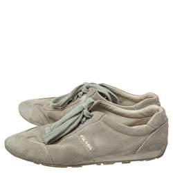 Pre Owned Prada Sports Grey Suede Low Top Sneakers Size 38