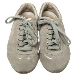 Pre Owned Prada Sports Grey Suede Low Top Sneakers Size 38