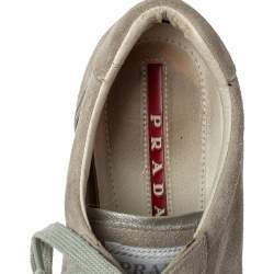 Pre Owned Prada Sports Grey Suede Low Top Sneakers Size 38