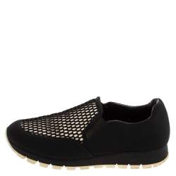 Pre Owned Prada Sport Black Mesh And Stretch Fabric Slip On Sneakers Size 38.5