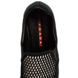 Pre Owned Prada Sport Black Mesh And Stretch Fabric Slip On Sneakers Size 38.5