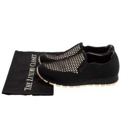 Pre Owned Prada Sport Black Mesh And Stretch Fabric Slip On Sneakers Size 38.5