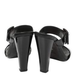 Pre Owned Prada Sports Black Patent Leather Buckle Slide Sandals Size 40