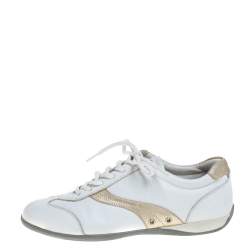 Prada Sports White Leather Lace Up Low Top Sneakers Size 35.5