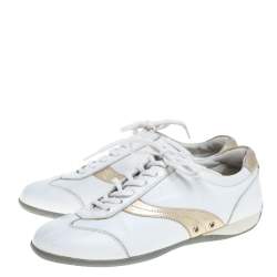 Prada Sports White Leather Lace Up Low Top Sneakers Size 35.5