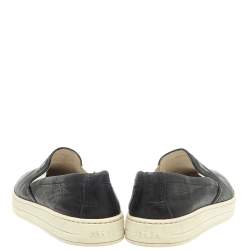 Pre Owned Prada Black Leather Slip On Sneakers Size 37