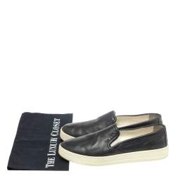 Pre Owned Prada Black Leather Slip On Sneakers Size 37