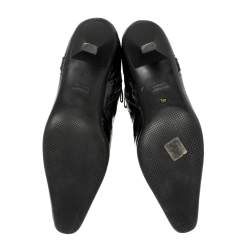 Pre Owned Prada Sport Black Patent Leather And Fabric Mid-Length Boots Size 39.5 
