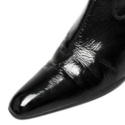 Pre Owned Prada Sport Black Patent Leather And Fabric Mid-Length Boots Size 39.5 