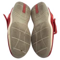 Prada Sport Red Suede and Nylon Low Top Sneaker Size 34