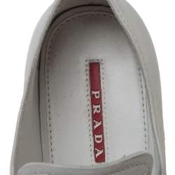 Prada Sport Light Grey Leather Espadrille Derby Sneakers Size 36