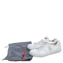 Pre Owned Prada Sport White Leather Lace Up Sneakers Size 37.5