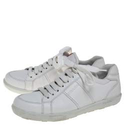 Pre Owned Prada Sport White Leather Lace Up Sneakers Size 37.5