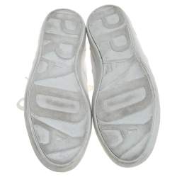Pre Owned Prada Sport White Leather Lace Up Sneakers Size 37.5