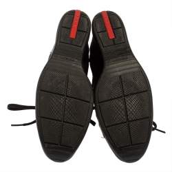 Pre Owned Prada Sport Black Nylon And Leather Wedge Lace Up Sneakers Size 40