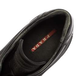 Pre Owned Prada Sport Black Nylon And Leather Wedge Lace Up Sneakers Size 40