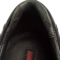 Pre Owned Prada Sport Black Nylon And Leather Wedge Lace Up Sneakers Size 40