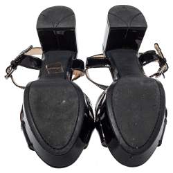 Pre Owned Prada Sport Black Patent Leather Platform Ankle Strap Sandals Size 36.5
