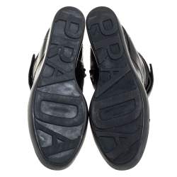 Pre Owned Prada Sport Black Leather Wedge Sneakers Size 40