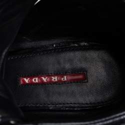 Pre Owned Prada Sport Black Leather Wedge Sneakers Size 40