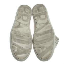 مملوكة مسبقًا Prada Sport Off White Patent Leather Fringe Detail Low Top Sneakers Size 41