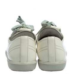 مملوكة مسبقًا Prada Sport Off White Patent Leather Fringe Detail Low Top Sneakers Size 41