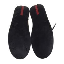 Pre Owned Prada Sport Black Patent Leather And Mesh Low Top Sneakers Size 39.5