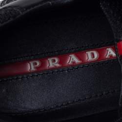 Pre Owned Prada Sport Black Patent Leather And Mesh Low Top Sneakers Size 39.5