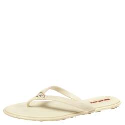 Pre Owned Prada Sport Cream Rubber Thong Sandals Size 38