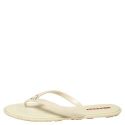Pre Owned Prada Sport Cream Rubber Thong Sandals Size 38